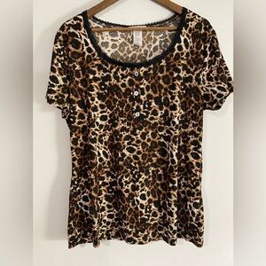 Perfectly Imperfect - Leopard print ribbed Short Sleeves